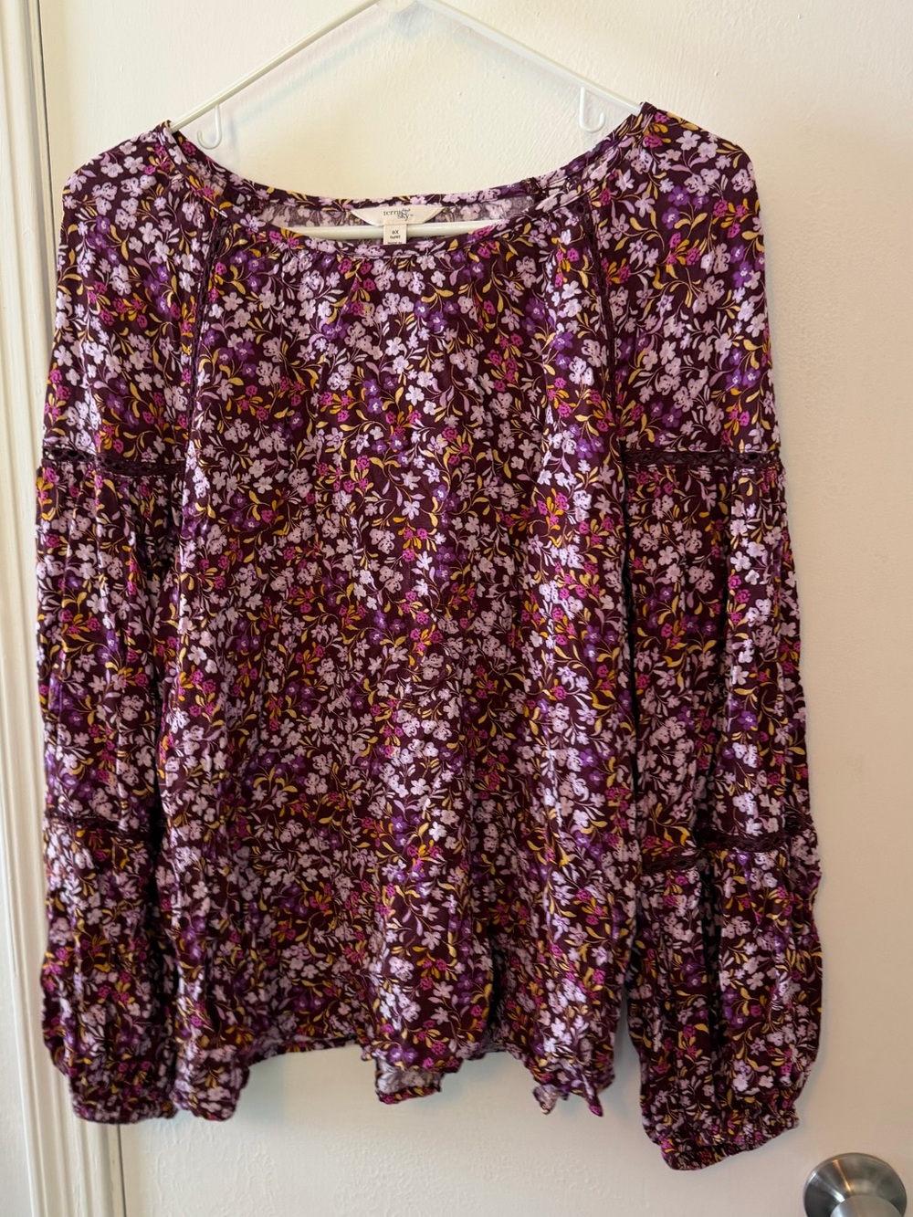 Terra & Sky Purple Floral Boho Peasant Top